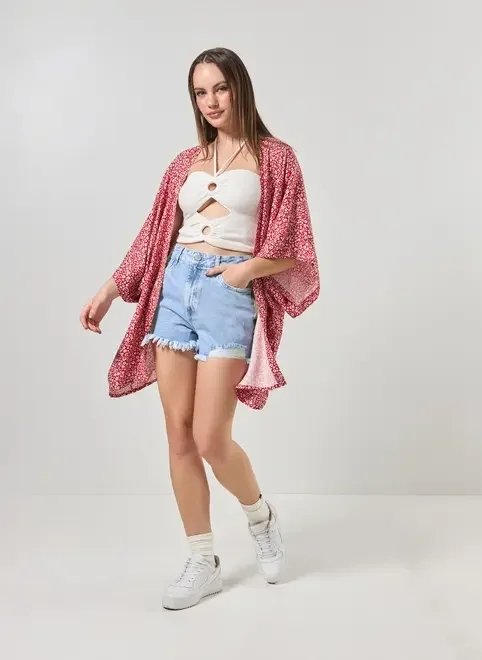 short cintura alta barra desfiada short cintura alta barra desfiada