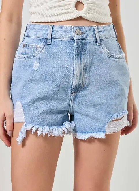 short cintura alta barra desfiada short cintura alta barra desfiada