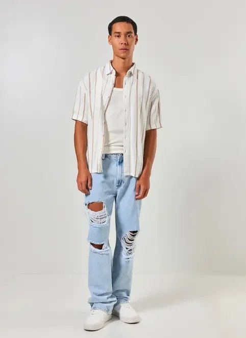 calça jeans oversized destroyed calça jeans oversized destroyed