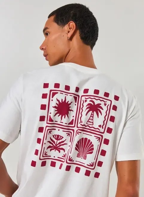 camiseta off-white estampa vinho summer camiseta off-white estampa vinho summer