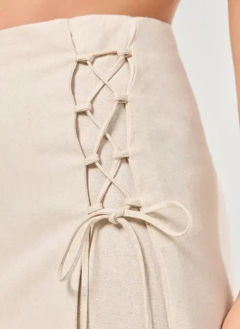 saia de linho com amarração lateral saia de linho com amarração lateral