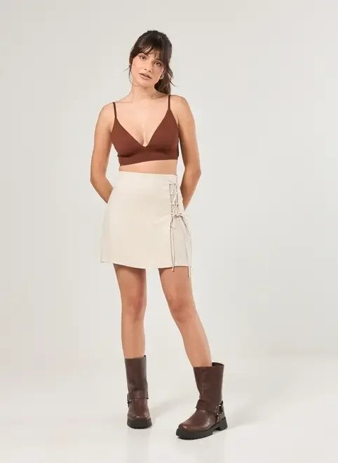 saia de linho com amarração lateral saia de linho com amarração lateral