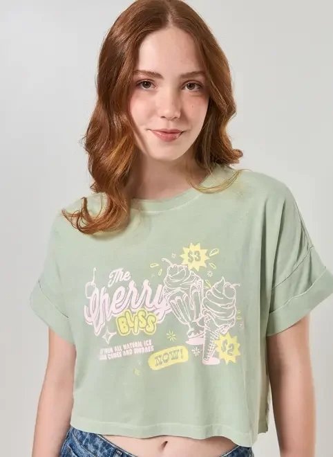 camiseta cropped verde ice cream camiseta cropped verde ice cream