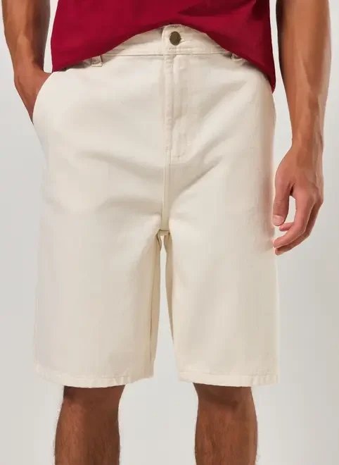 bermuda sarja off-white básica bermuda sarja off-white básica