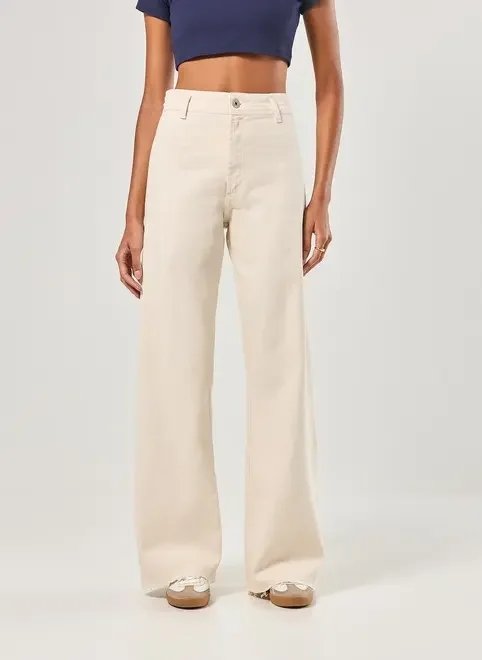 calça sarja wide leg com elastano calça sarja wide leg com elastano