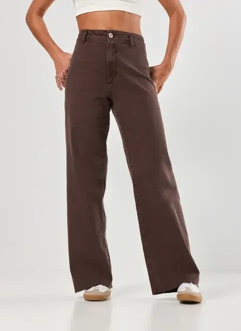 calça sarja wide leg com elastano calça sarja wide leg com elastano