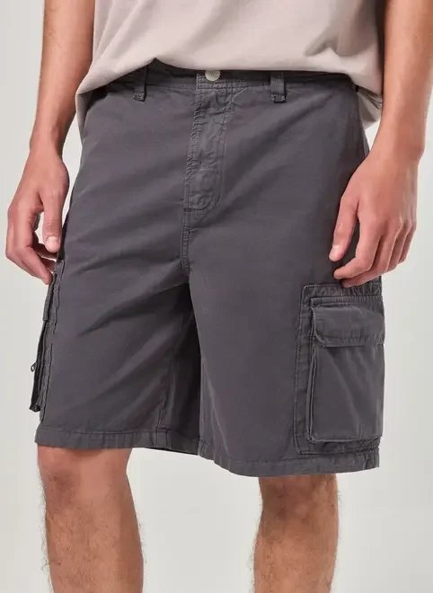 bermuda sarja cargo cinza bermuda sarja cargo cinza