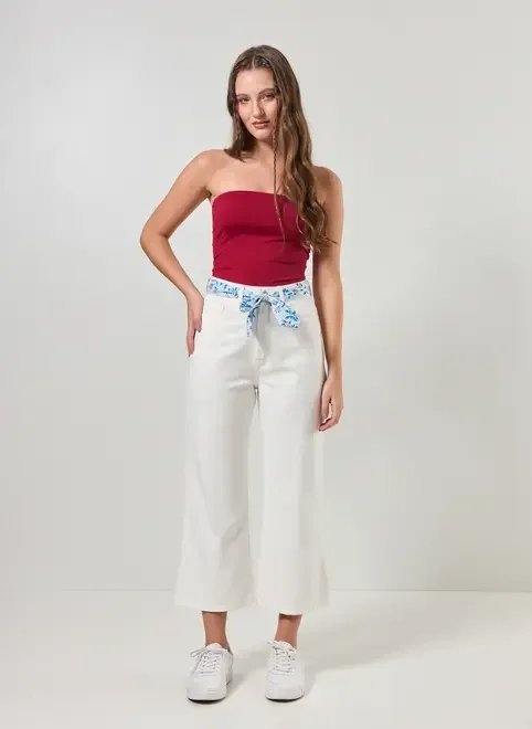 calça sarja patancourt cinto florido calça sarja patancourt cinto florido