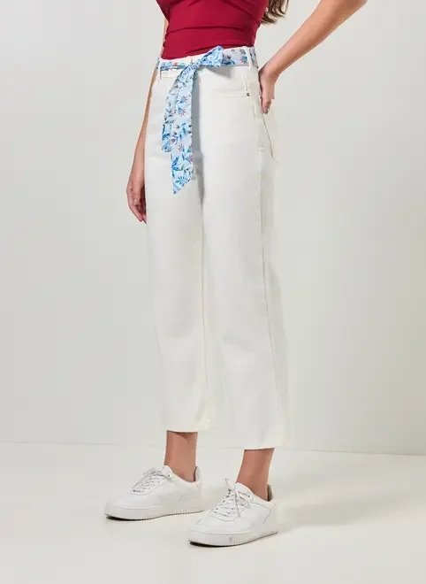 calça sarja patancourt cinto florido calça sarja patancourt cinto florido