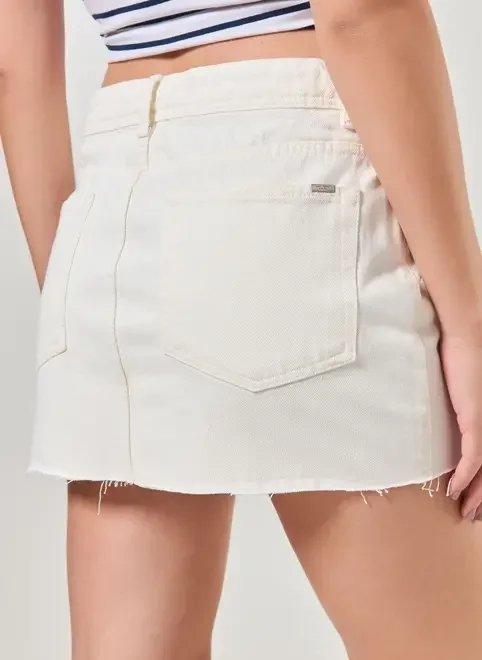 saia sarja branca barra desfiada saia sarja branca barra desfiada