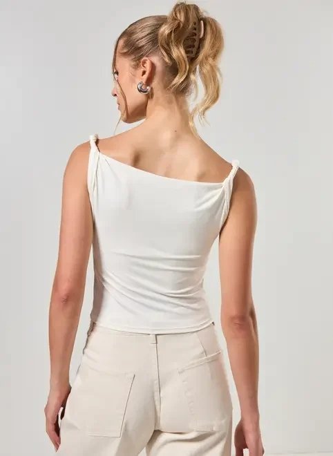 blusa poliamida branca alça torcida blusa poliamida branca alça torcida