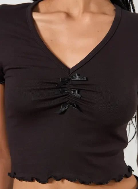 cropped com franzido e lacinho cropped com franzido e lacinho