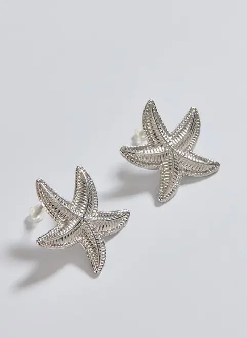 brinco estrela do mar prateado brinco estrela do mar prateado