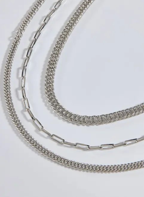 conjunto 3 correntes prateadas conjunto 3 correntes prateadas