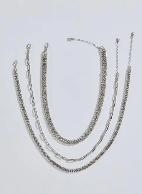 conjunto 3 correntes prateadas conjunto 3 correntes prateadas