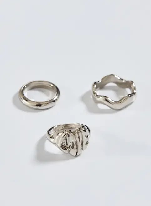 conjunto anéis prateados love conjunto anéis prateados love