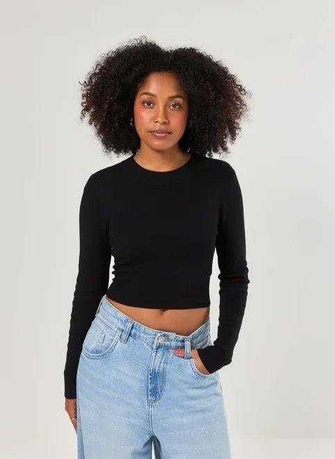blusa cropped tricô liso blusa cropped tricô liso