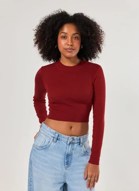 blusa cropped tricô liso blusa cropped tricô liso