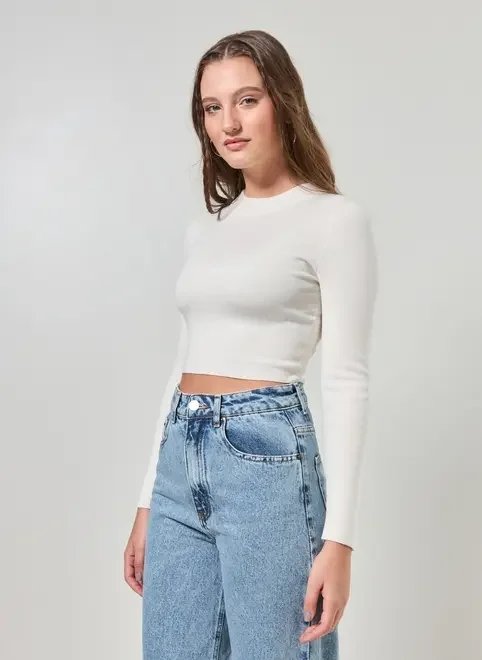 blusa cropped tricô liso blusa cropped tricô liso