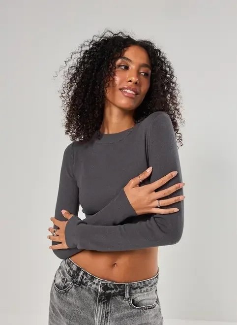 blusa cropped tricô liso blusa cropped tricô liso