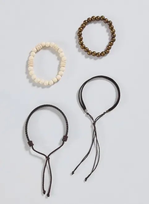 conjunto 4 pulseiras poliuretano e miçanga conjunto 4 pulseiras poliuretano e miçanga