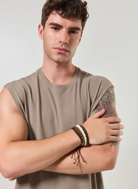 conjunto 4 pulseiras poliuretano e miçanga conjunto 4 pulseiras poliuretano e miçanga