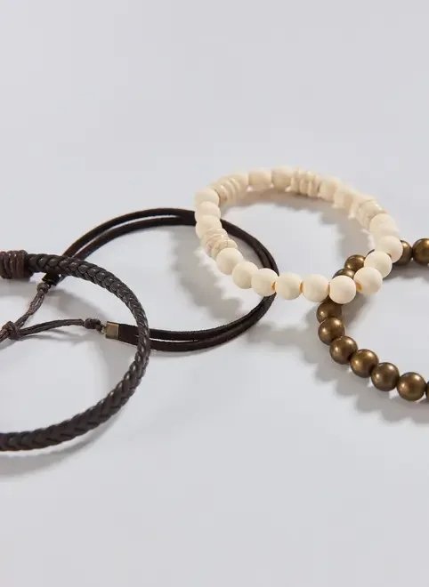 conjunto 4 pulseiras poliuretano e miçanga conjunto 4 pulseiras poliuretano e miçanga