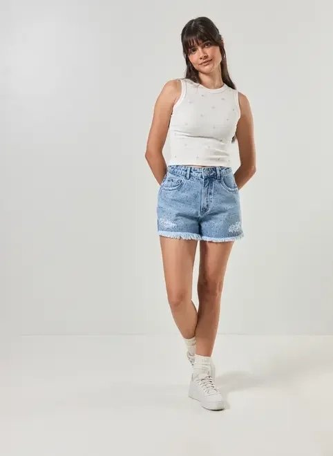 regata off-white com estampa de brilho regata off-white com estampa de brilho