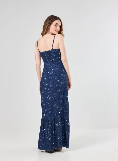 vestido azul estampa lua mística vestido azul estampa lua mística