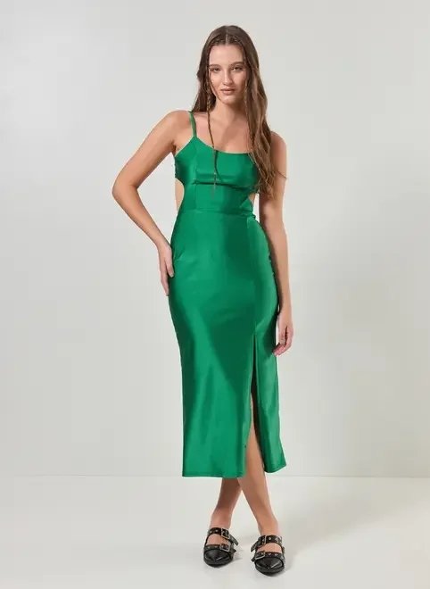 vestido midi poliamida verde cintilante vestido midi poliamida verde cintilante