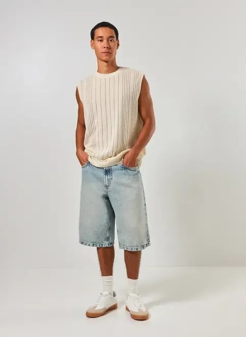 regata tricô listras areia regata tricô listras areia