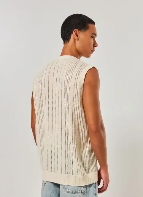 regata tricô listras areia regata tricô listras areia