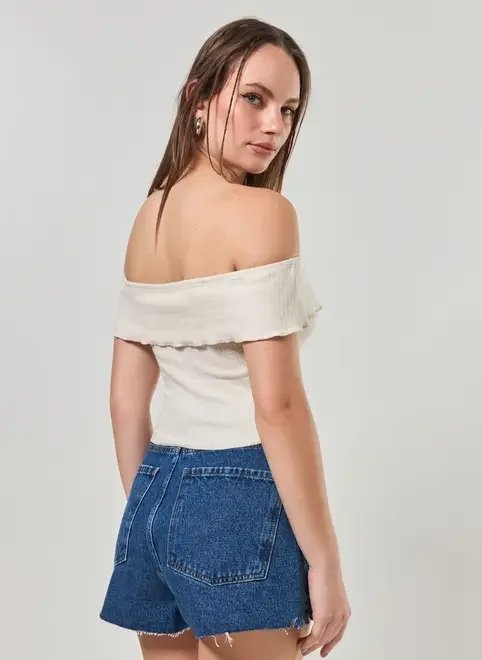 cropped ombro a ombro canelado cropped ombro a ombro canelado