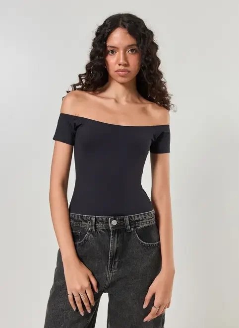 body poliamida ombro a ombro preto body poliamida ombro a ombro preto