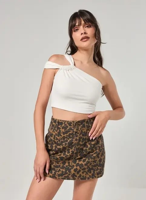 cropped ombro único franzido cropped ombro único franzido