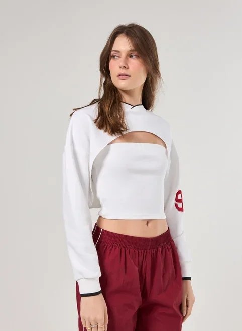 blusa manga longa recortes com top blusa manga longa recortes com top