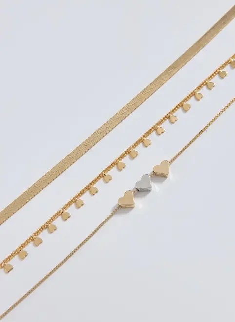 conjunto 3 colares dourados coração conjunto 3 colares dourados coração