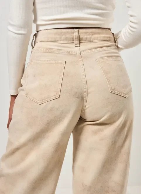 calça wide leg sarja areia marmorizada calça wide leg sarja areia marmorizada