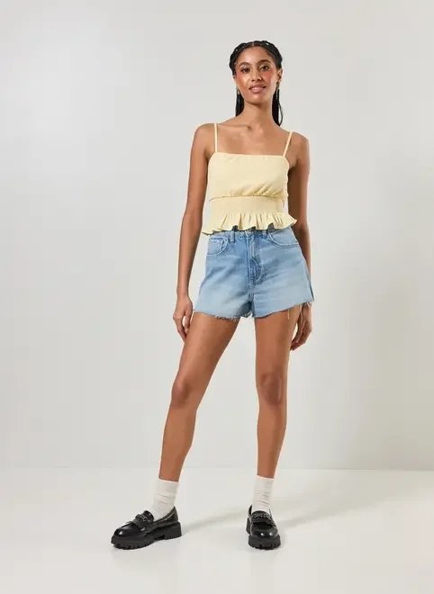 blusa cropped amarelo manteiga lastex blusa cropped amarelo manteiga lastex