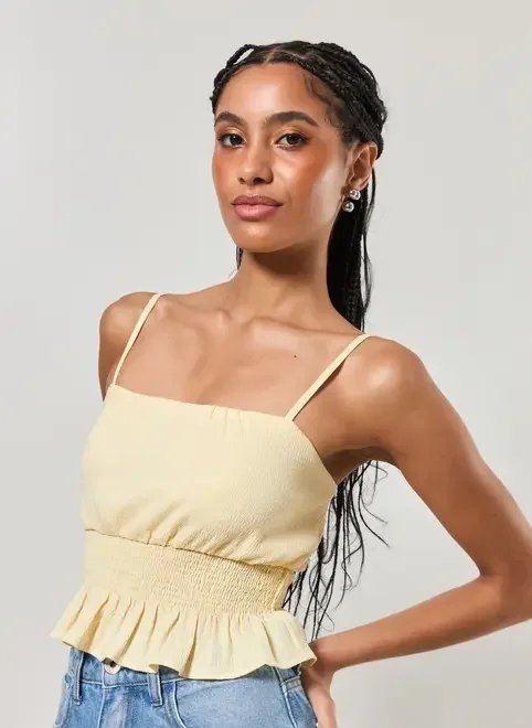 blusa cropped amarelo manteiga lastex blusa cropped amarelo manteiga lastex