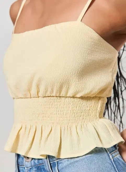 blusa cropped amarelo manteiga lastex blusa cropped amarelo manteiga lastex