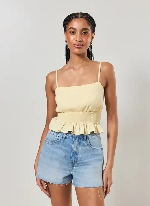blusa cropped amarelo manteiga lastex blusa cropped amarelo manteiga lastex