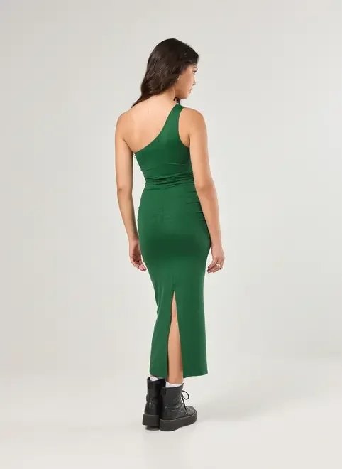 vestido midi poliamida ombro único vestido midi poliamida ombro único
