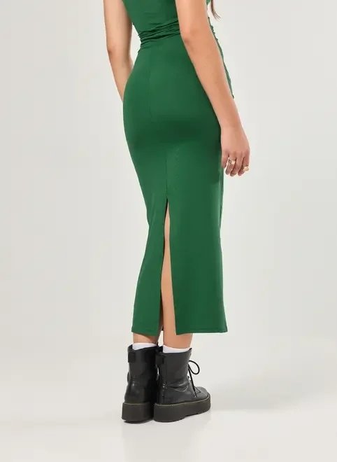 vestido midi poliamida ombro único vestido midi poliamida ombro único