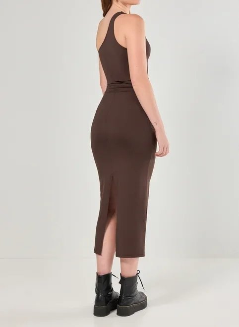 vestido midi poliamida ombro único vestido midi poliamida ombro único