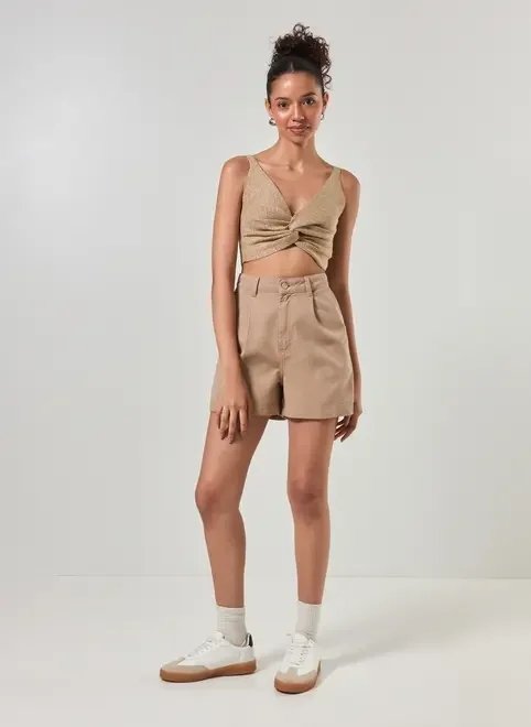 short cintura alta em sarja caqui short cintura alta em sarja caqui