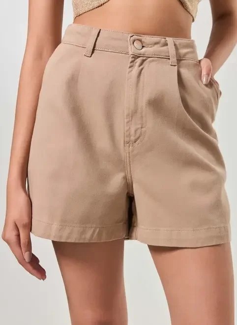 short cintura alta em sarja caqui short cintura alta em sarja caqui