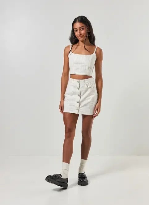 saia sarja listrada botões saia sarja listrada botões