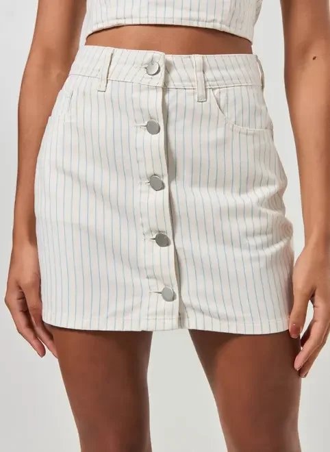 saia sarja listrada botões saia sarja listrada botões