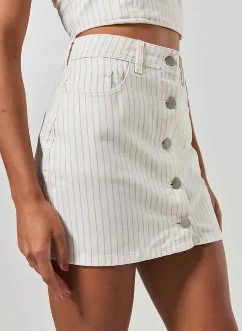 saia sarja listrada botões saia sarja listrada botões